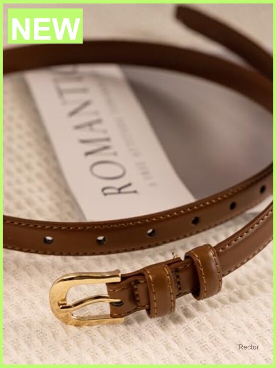 Skinny Leather Belt for Jeans Dresses Pants Soft Waistband with Gold Buckle main image 5